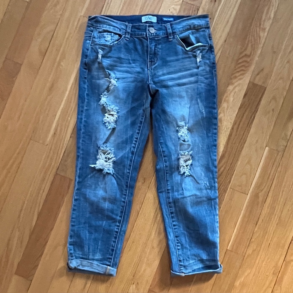 YMI Distressed Girlfriend 5 Pocket Blue Jeans Juniors sz 3